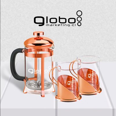 Set de Cafetera Francesa y Tazas Encobrizada